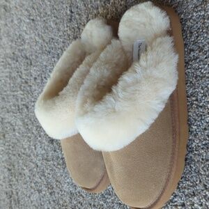 The Vermont Country Store Genuine Shearling Scuff Slippers 8